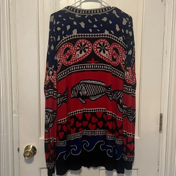 Farm Rio Navy Mixed Prints Knit Cardigan size large - Picture 9 of 9